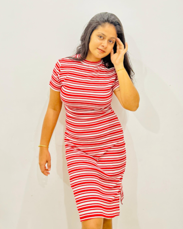 Waffle Candy Highneck Bodycon Dress