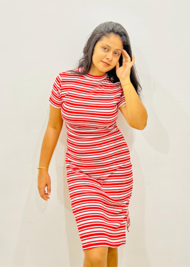 Waffle Candy Highneck Bodycon Dress