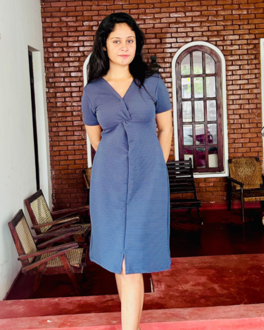 Ash Blue Twist Front Dress