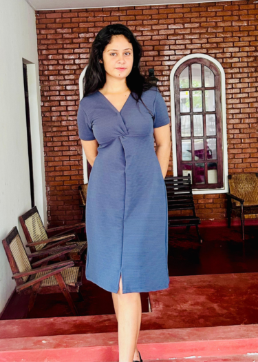 Ash Blue Twist Front Dress