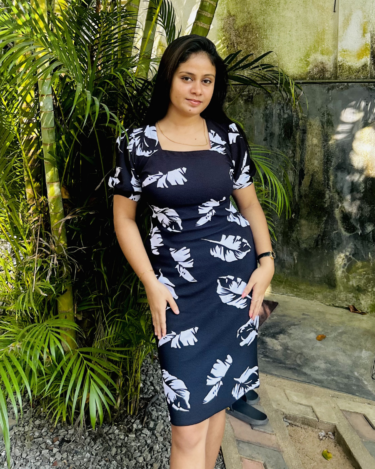 Midnight Leaf Printed Bodycon Dress
