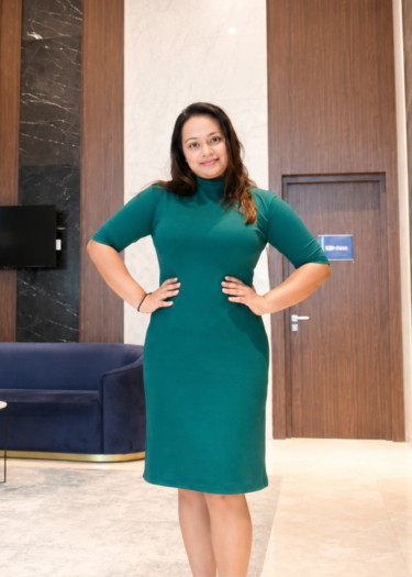 Green Rib High Neck Dress