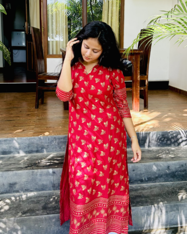 Alternative view of Maroon Kurtha Top