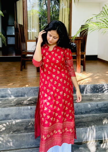 Alternative view of Maroon Kurtha Top