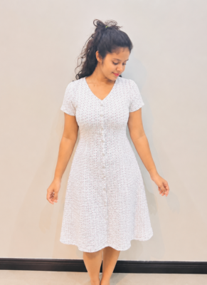 White Daisy Smoked Button Dress