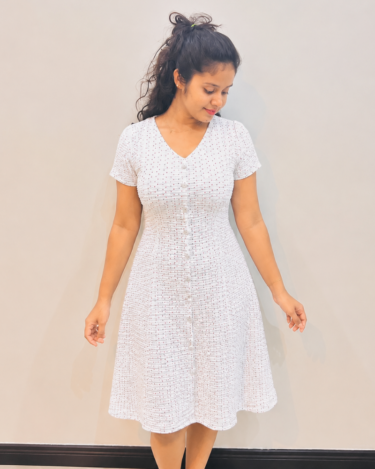 White Daisy Smoked Button Dress