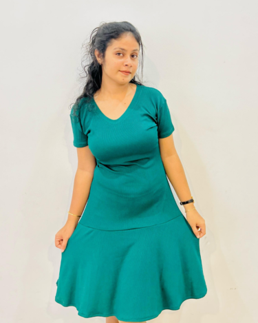 Alternative view of Emerald Green Fit & Flare Dress