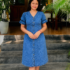 Denim Button Down Puff Sleeve Dress - Image 2
