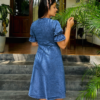 Denim Button Down Puff Sleeve Dress - Image 3