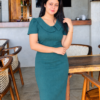 Teal Green Statement Wide Collar Dress - Image 2