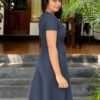Grey Front Zip Bodycon Dress - Image 2
