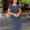 Grey Front Zip Bodycon Dress