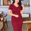 Maroon Statement Wide Collar Dress - Image 2
