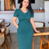 Teal Green Statement Wide Collar Dress - Image 3